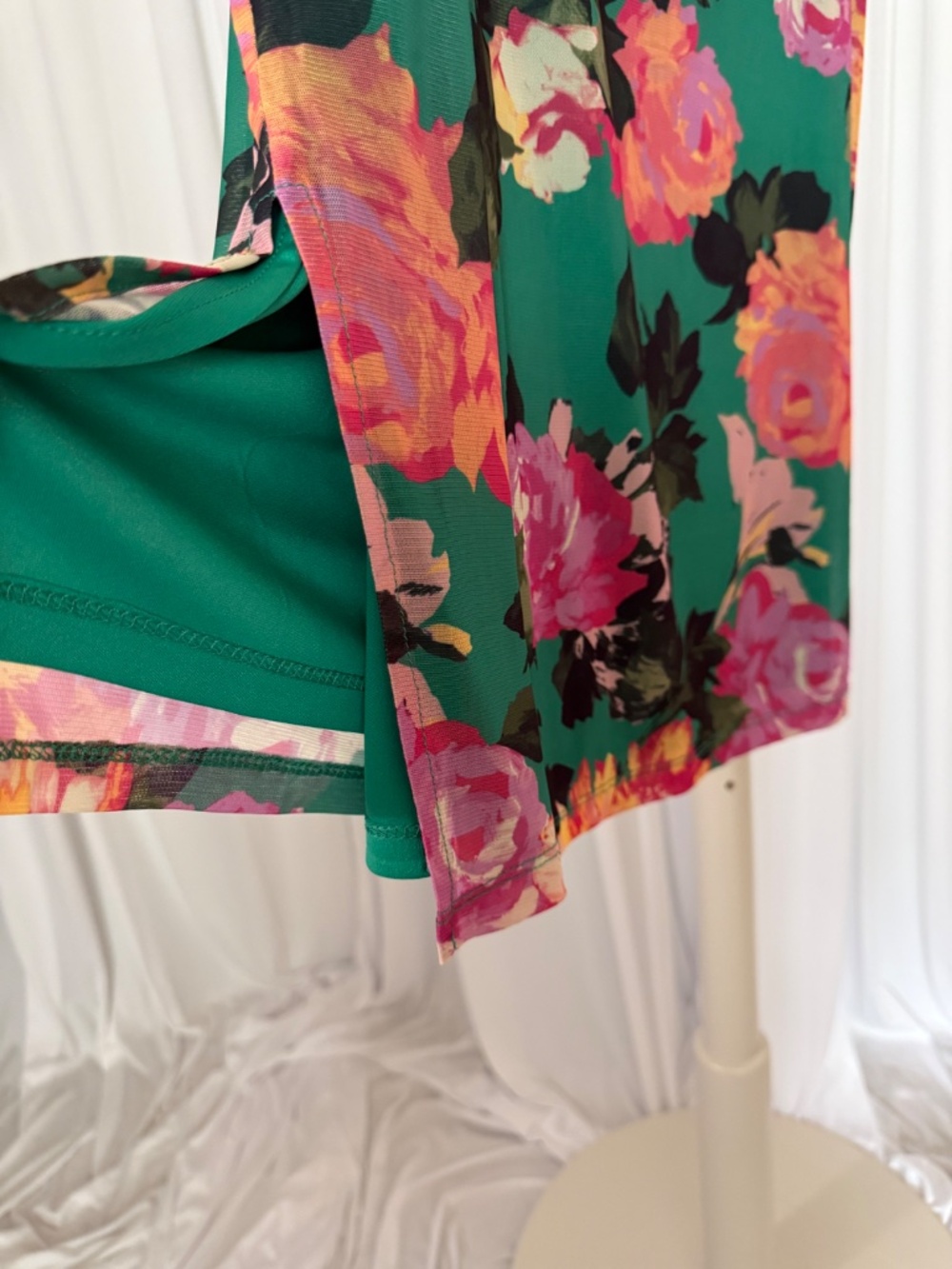 IMAN Global Chic Floral Mesh Midi Skirt L NWOT Lined Pull-On - Picture 6 of 16
